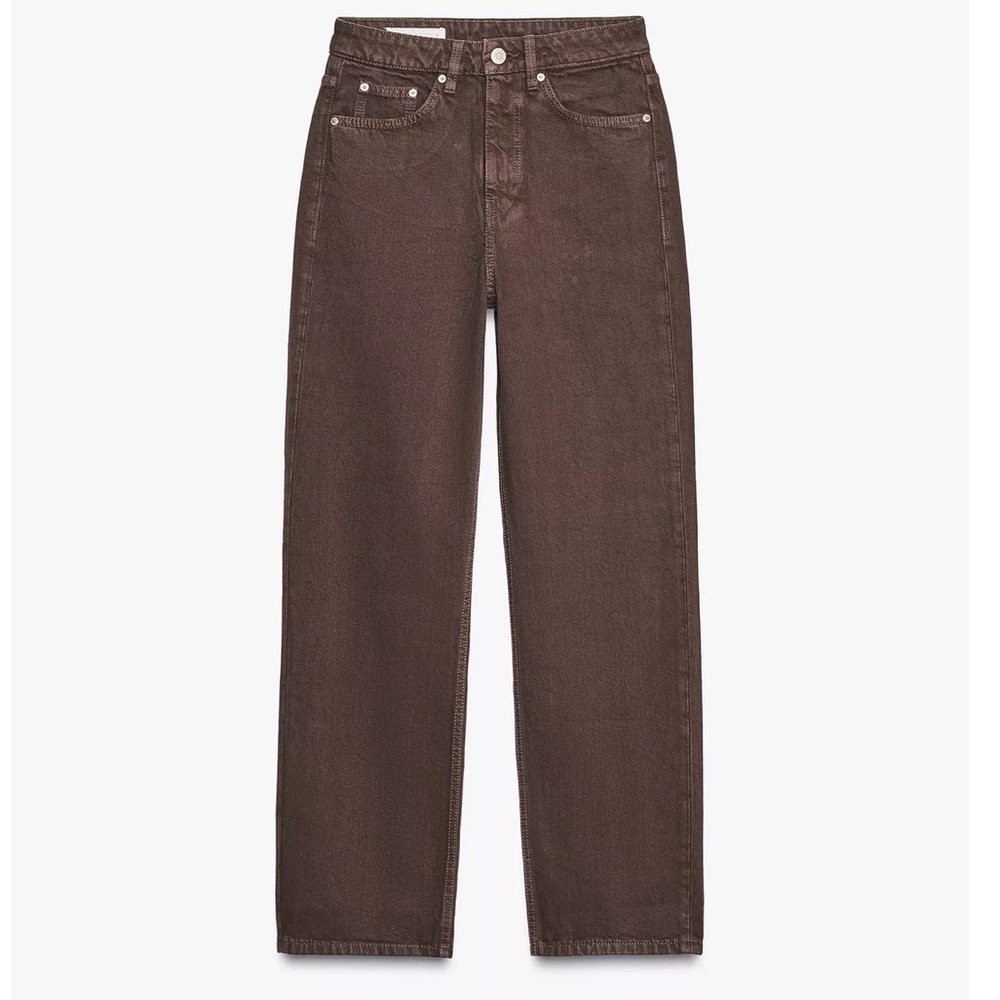 Zara Women’s MOM FIT HIGH RISE Brown Jeans